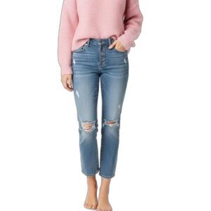 Pistola Presley Blue Med Wash High Rise Button Fly Distressed Loose Fit Jeans 29